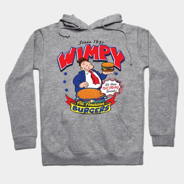 Wimpy All American Burger Hoodie by Alema Art